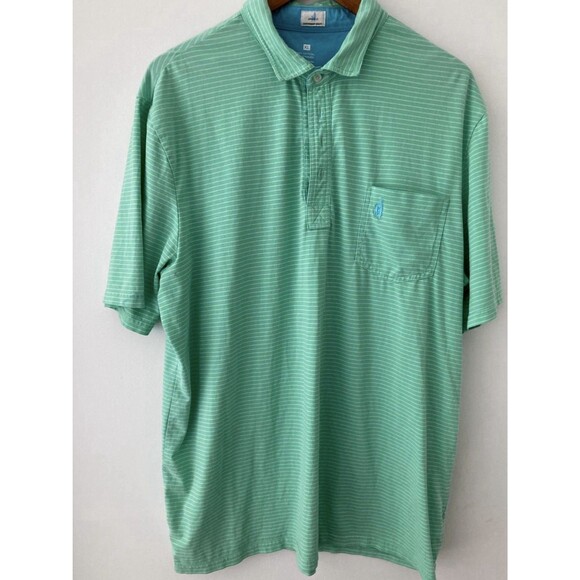 Johnnie O Mens Polo Shirt Extra Large Green Stretchy Golf Surfer Hangin Out - Picture 1 of 7